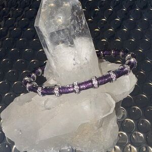 Joseph Esposito sterling silver purple enamel and CZ station cuff.